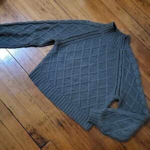 American Eagle Outfitters Green Cable Knit Turtleneck Sweater